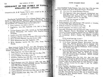 genealogy of the family of vand§|| straaten of ceylon - Dutch Burgher ...