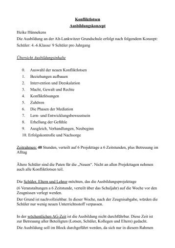 Konfliktlotsenausbildung - Alt-Lankwitzer Grundschule