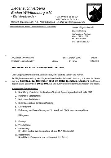 Die Vorsitzende - Ziegenzuchtverband Baden-Württemberg eV