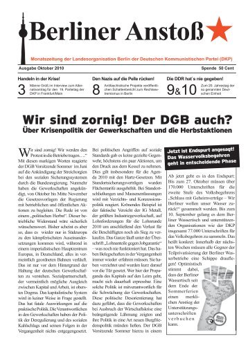 Wir sind zornig! Der DGB auch? - Berliner Anstoß - DKP Berlin