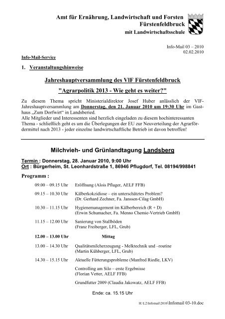 Infomail 03-10 - Amt für Ernährung, Landwirtschaft und Forsten