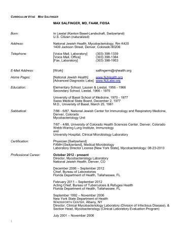 View Curriculum Vitae - National Jewish Health