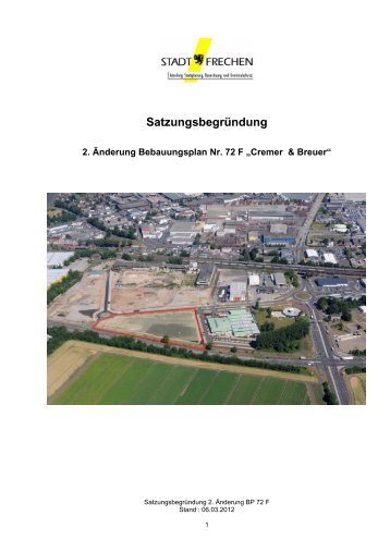 Bebauungsplan Nr. 72 F 2.Änderung Begründung - Stadt Frechen