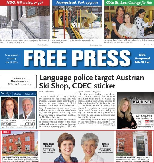 January 29 th edition of the Free Press