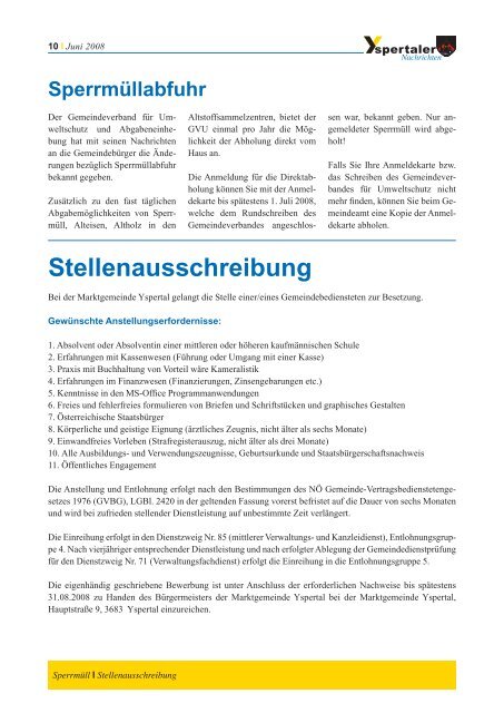 Ausgabe 4/2008 (6,93 MB) - Marktgemeinde Yspertal