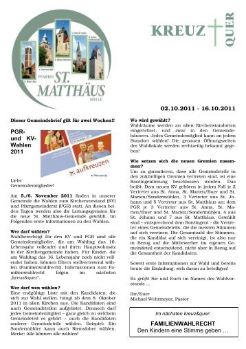 Do. 2.-16. Okt. Internet - St. Matthäus Melle
