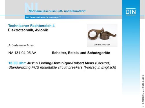 Fachbereich 4 - Elektrotechnik, Avionik des DIN NLs in der ... - ILA