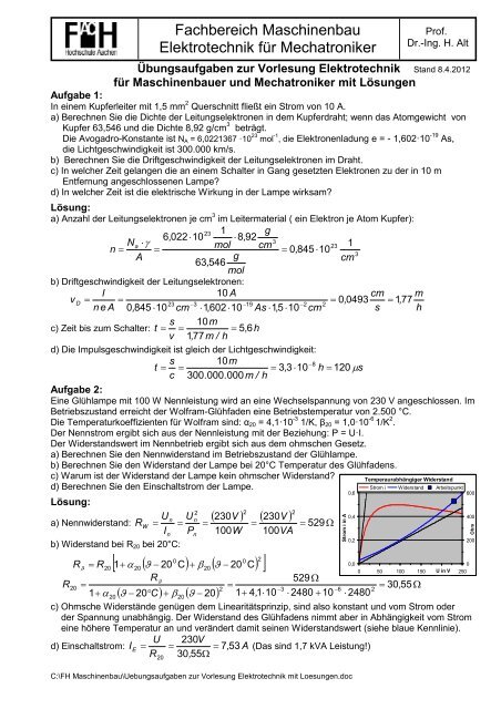 Uebungsaufgaben zur Vorlesung Elektrotechnik mit Loesungen.pdf