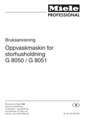 Oppvaskmaskin for storhusholdning G 8050 / G 8051 - Miele