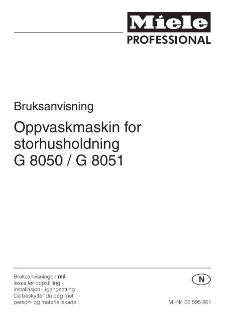 Oppvaskmaskin for storhusholdning G 8050 / G 8051 - Miele