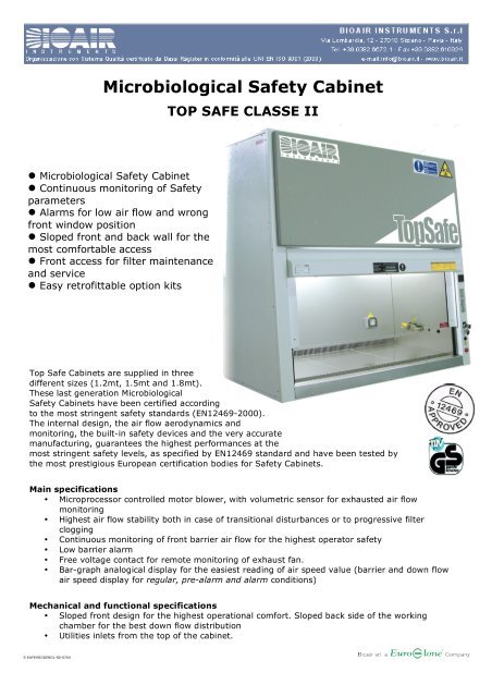 Microbiological Safety Cabinet Top Safe Classe Ii Retent