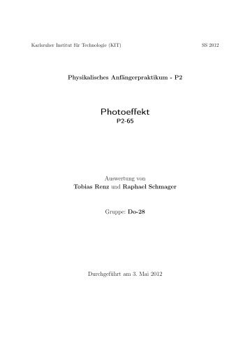 Photoeffekt - Physik SS 12 am KIT • Foren-Übersicht