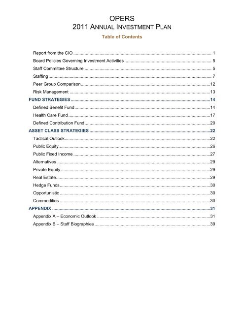 Investment Plan 2011 - OPERS