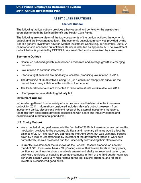 Investment Plan 2011 - OPERS