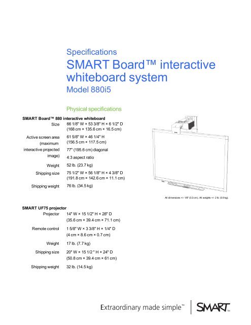 SMART Board X880i5 interactive whiteboard ... - Smartboard.se