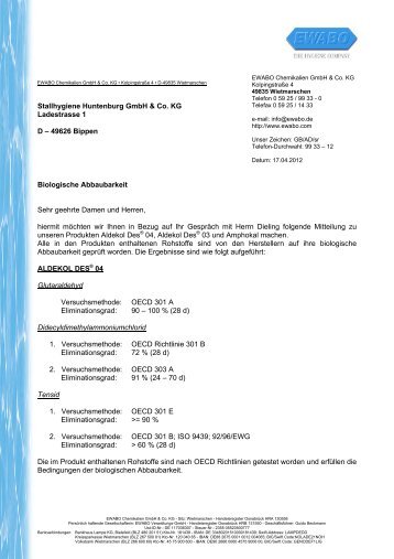 Stallhygiene Huntenburg GmbH & Co. KG Ladestrasse 1 D – 49626 ...
