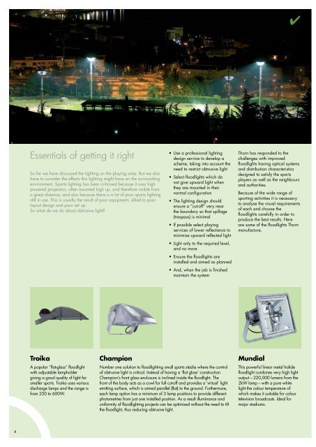 Sports Floodlighting - THORN Lighting