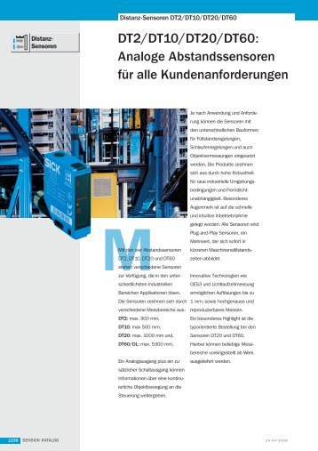 DT2/DT10/DT20/DT60: Analoge Abstandssensoren für ... - Nuova Elva