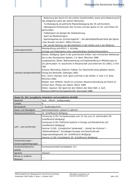 Mitteilungsblatt - Pädagogische Hochschule Vorarlberg