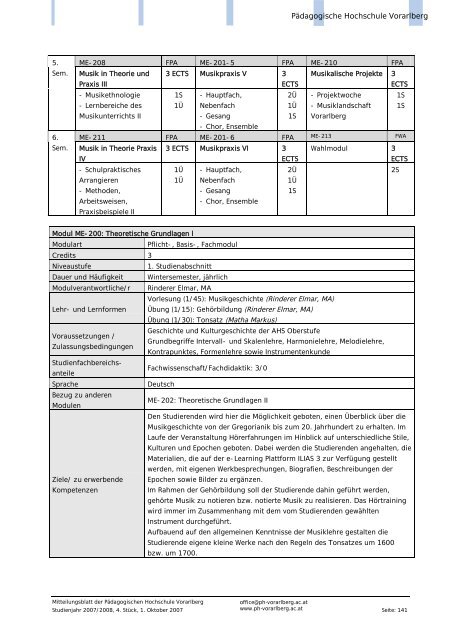 Mitteilungsblatt - Pädagogische Hochschule Vorarlberg