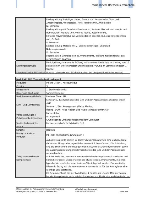 Mitteilungsblatt - Pädagogische Hochschule Vorarlberg