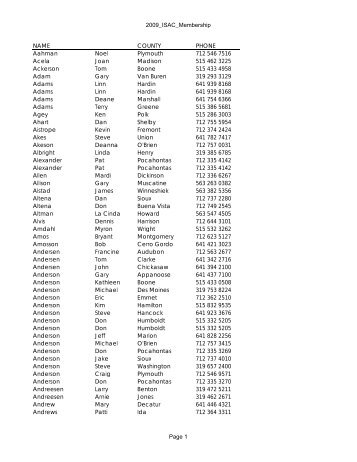 2009 ISAC Membership