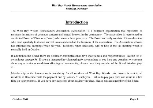 West Bay Woods HOA Home Page