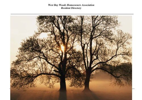 West Bay Woods Homeowners Association Resident Directory April ...