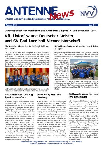 VfL Lintorf wurde Deutscher Meister und SV Bad Laer holt ... - NVV