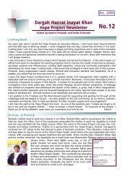 Dargah Hazrat Inayat Khan Hope Project Newsletter