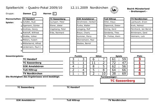 TC Sassenberg - (WTV), Bezirk Münsterland