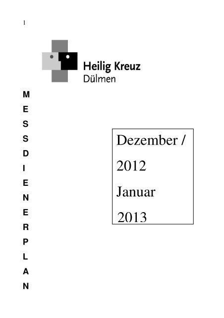 Messdienerplan Dezember 2012 Januar 2013 - Heilig-Kreuz Dülmen