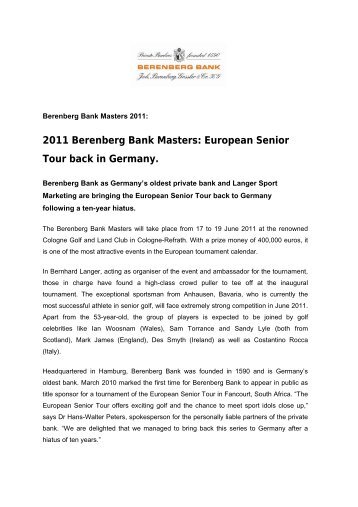 2011 Berenberg Bank Masters: European Senior Tour back in ...