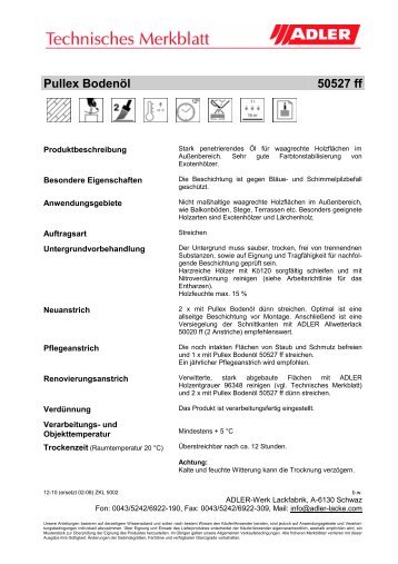 Technisches Merkblatt - ADLER - Lacke