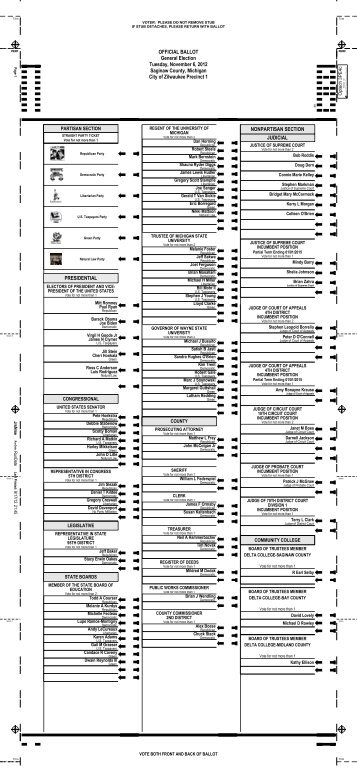 City of Zilwaukee November Ballot 2012 - Saginaw County