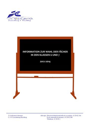 information zur wahl der fächer in den klassen 6 und 7 2012-2014