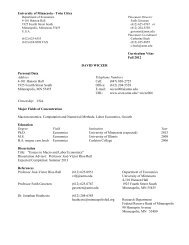 CV - Department of Economics - University of Minnesota