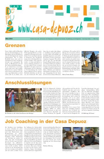 Grenzen Anschlusslösungen Job Coaching in der Casa Depuoz