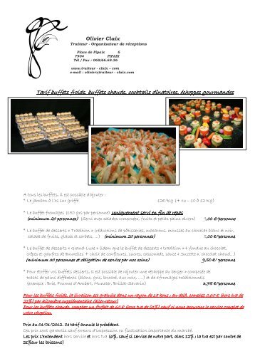 documentation pour vos buffets - Traiteur Olivier Claix