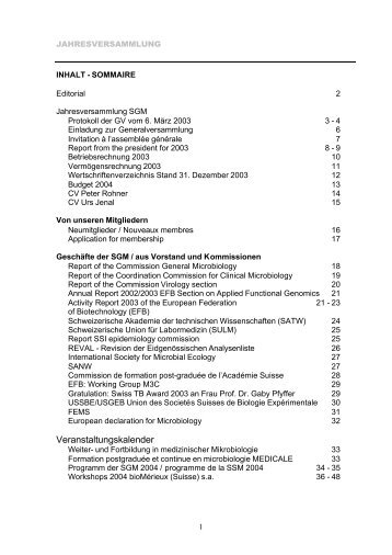 Veranstaltungskalender - Swiss Society for Microbiology