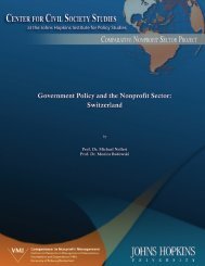Government Policy and the Nonprofit Sector: Switzerland - VMI