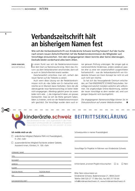 Nr. 2/2012 (pdf) - Kinderärzte Schweiz