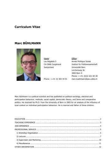 Curriculum Vitae Marc BÜHLMANN - Institut für Politikwissenschaft ...