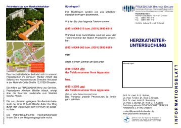 Informationsblatt zur Herzkatheteruntersuchung - Praxisklinik Herz ...