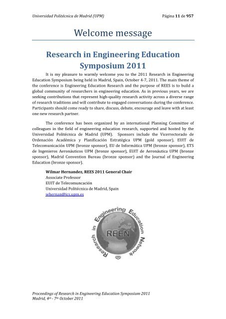 Research in Engineering Education Symposium 2011 - rees2009