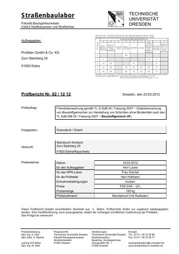 Straßenbaulabor - ProStein GmbH & Co. KG