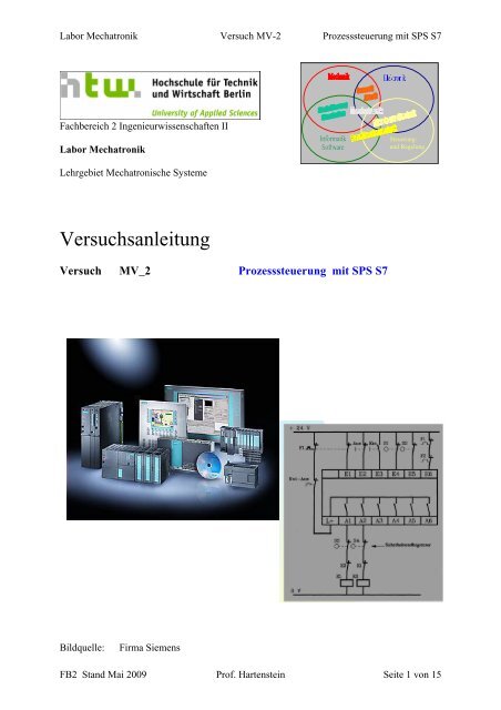 Prozesssteuerung mit SPS S7 - Fachbereich 2 - HTW Berlin