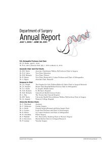 Annual Report - Department of Surgery - University of Toronto