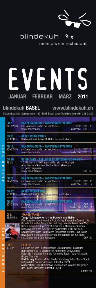 blindekuh BASEL www.blindekuh.ch JANUAR FEBRUAR MÄRZ 2011