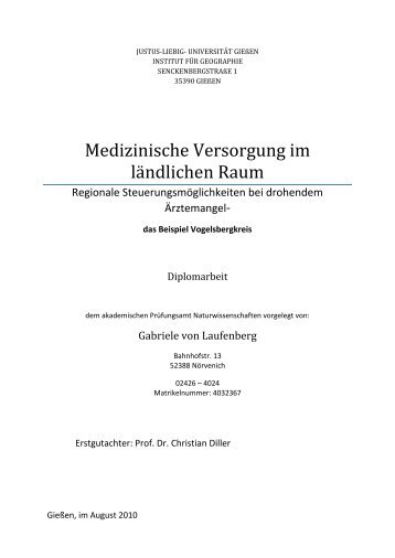 Medizinische Versorgung im ländlichen Raum - Justus-Liebig ...